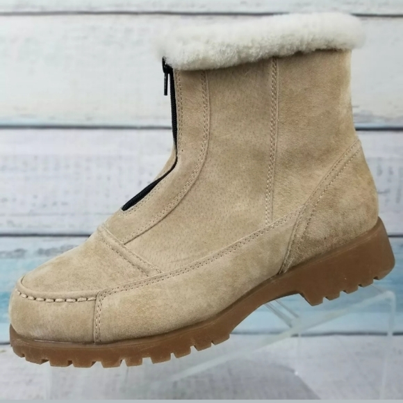 Propet Women's Tan Suede Side Zip Ankle Boots 9 - Picture 4 of 7